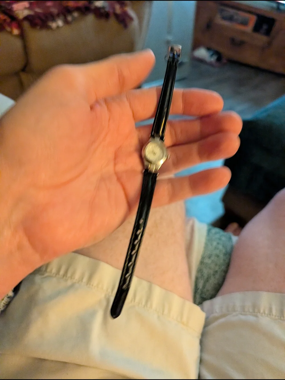 Vintage Silver Women's Analog Watch with Black Leather Strap With Brand New Batt